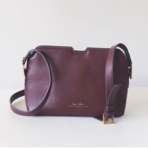 India Hicks Maddison May Crossbody Bag Burgundy Leather Gold Hardware MSRP $398